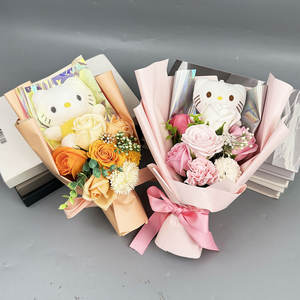 Hello Kitty Cat ช่อดอกไม้ประดิษฐ์พร้อมบรรจุภัณฑ์ใสสำหรับเทศกาลคริสต์มาสวันวาเล<span class=keywords><strong>น</strong></span>ไท<span class=keywords><strong>น</strong></span>์วันแม่วันขอบคุณพระเจ้า - Product Image 6