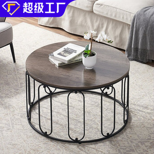 Mesa de centro de hierro forjado hecha a medida, estilo nórdico, de lujo ligero y minimalista, para apartamentos pequeños, mesa redonda pequeña para sofá. - Product Image 5