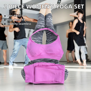 Ensemble de yoga 2 pièces pour femme : soutien-gorge à bretelles et short, idéal pour l'entraînement de résistance, le Pilates et la gym, haute élasticité, sans coutures, séchage rapide - Product Image 2