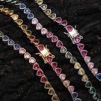 Collier tennis tendance en laiton de 5 mm incrusté de zircon coloré, style hip-hop européen et américain, cadeau de vacances pour couple