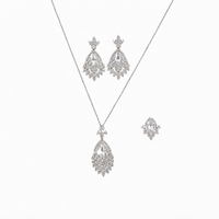 Parure de bijoux de mariée de luxe en zircon en forme de goutte, fabrication ODM/OEM pour usine de bijoux, petite série, logo personnalisé, pour femme, déclaration de style pour mariage