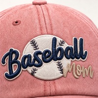 Topi Baseball Ibu Bordir Warna Pink Muda, Topi Ayah dengan Tulisan, Pinggiran Melengkung, Penutup Kepala untuk Hari Pertandingan bagi Wanita