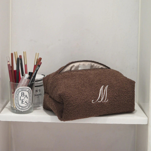 Sac éponge personnalisé, pochette cosmétique à fermeture éclair, trousse de toilette avec logo brodé, sac à outils en coton coloré pour cheveux - Product Image 3