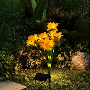 Lampe <span class=keywords><strong>solaire</strong></span> transfrontalière multi-têtes en forme de tournesol à insérer dans le sol, pour cour extérieure, aménagement paysager de jardin, pelouse - Product Image 4