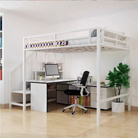 Lit mezzanine en métal robuste avec espace de bureau pour dortoir, appartement, lit superposé sur mesure