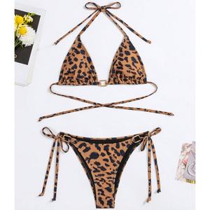 Traje de Baño Bikini 2024 OEM para Mujer, Diseño Jacquard con Estampado de Leopardo, con Aros y Sujetador Push-Up - Product Image 1