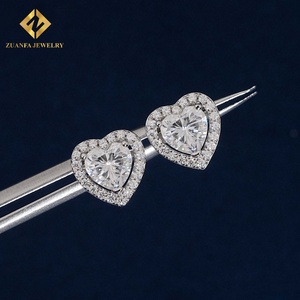 Fashion Style 925 <b>Silver</b> Heart Shape Moissanite <b>Earrings</b> Screw‑Back Minimalist Daily‑Wear Statement Unisex - Product Image 5