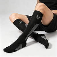 Chaussettes de compression montantes personnalisées avec logo, à pression graduée, anti-fatigue, évacuant l'humidité, pour le voyage et le vol