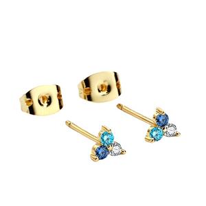 Wholesale Custom Mini Crystal Stud Earrings Unisex Trendy Geometric Heart Shape Design Zircon Gold Plated Fashion <b>Jewellery</b> - Product Image 2