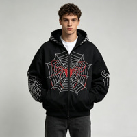 Sweat-shirt à capuche avec impression de logo personnalisé, motif araignée, broderie 3D, veste à capuche surdimensionnée unisexe