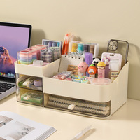 Organisateur de Maquillage de Bureau Multicouche Moderne et Pratique, Boîte de Rangement Carrée pour Coiffeuse, Étui à Cosmétiques en Plastique Pratique à Tiroirs