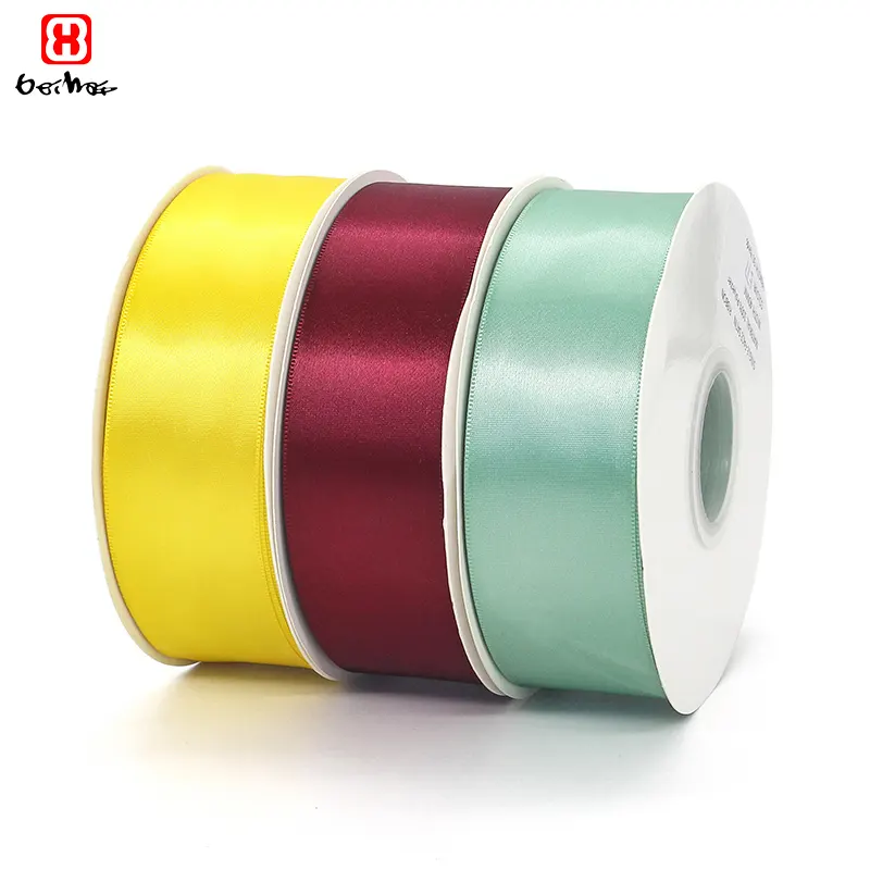 Großhandel beste Qualität 40 MM 100 % Polyester Einseite Geschenk Satinband 50 Yards pro Rolle Verpackung zum Verpacken