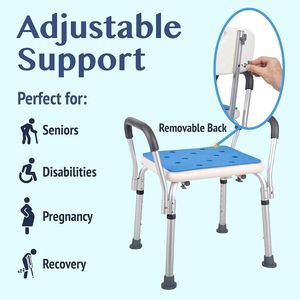 Cadre en aluminium Siège <span class=keywords><strong>de</strong></span> chaise <span class=keywords><strong>de</strong></span> <span class=keywords><strong>douche</strong></span> en plastique à hauteur réglable <span class=keywords><strong>Banc</strong></span> <span class=keywords><strong>de</strong></span> bain bariatrique <span class=keywords><strong>avec</strong></span> <span class=keywords><strong>dossier</strong></span> amovible - Product Image 3