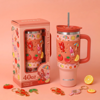 Nouveau Gobelet Isotherme en Acier Inoxydable à Double Paroi de 40 oz avec Poignée, Sans BPA, Design Mignon, Portable, Boîte Cadeau de Voyage 2026