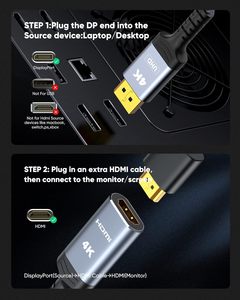Dajiang personalizado 4K DP <span class=keywords><strong>Display</strong></span> <span class=keywords><strong>Port</strong></span> a <span class=keywords><strong>HDMI</strong></span> adaptador DP macho a <span class=keywords><strong>HDMI</strong></span> macho Cable convertidor - Product Image 4