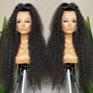 Оптовая продажа, дешевые парики 13x4 на полной фронтальной сетке, 180% плотность, Натуральные Прямые кудрявые парики из натуральных волос для черных женщин