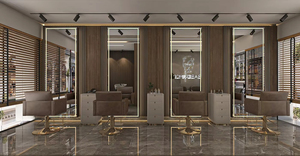 Free Design Luxury Barber Furniture | Custom Men Salon Interior Decor & Haircutting Workstation - Product Image 2