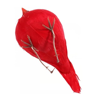 Usine Directe Artisanat 3 Grand Rouge Vif Dodu Graisse Artificielle Oiseaux Cardinaux pour Ornements D'arbre De Noël - Product Image 3