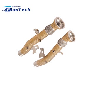 Downpipes à flux libre en acier inoxydable SS304 avec bouclier thermique doré pour Ferrari 296 GTB GTS 3.0T V6 2021+ – Échappement de course à fixation directe - Product Image 3