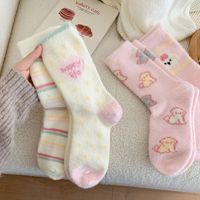 Chaussettes d'hiver douillettes pour femmes, mignonnes, épaisses, mi-mollet, en polaire, type pantoufle, thermiques, confortables pour la maison, personnalisables, OEM, vente en gros