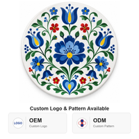 Sous-verre en céramique rond de 10,8 cm, motif tulipe bleue, impression UV émaillée, base en liège, pour table basse, décoration intérieure, cadeau