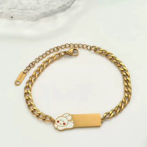 Trendy 18K Gold Plated Stainless Steel <b>Bracelet</b> for Women Designed with Oil Drop Square Pendant Anti <b>Allergy</b> Durable Jewelry - Product Image 2
