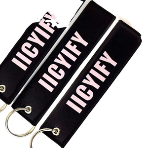 High Quality Embroidery Ring Woven <b>Key</b> Chains Wholesale <b>Custom</b> Logo Keychain - Product Image 3