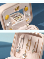 Boîte à bijoux en cuir miniature, portable, écologique et délicate, rose, pour boucles d'oreilles et bagues, rangement de voyage