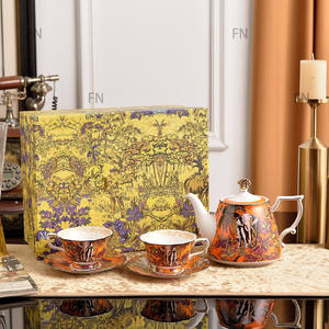 Ensemble de tasses et soucoupes à café et à thé en céramique de luxe série D, capacité 200 ml, en porcelaine fine, pour le thé de l'après-midi, vente en gros - Product Image 3