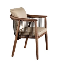 Chaise de restaurant en bois massif, style chinois moderne, design Wabi-Sabi, luxe léger, avec accoudoirs hauts, pour salon de thé et maison, en noyer, modèle Master