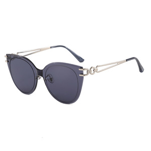 Gafas de sol tipo ojo de gato con montura completa, lentes gris oscuro, protección UV400, protección solar para mujeres adultas - Product Image 1