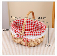Handgemaakte rieten mand voor eieren en fruit, draagbaar, voor buitenpicknick, met één handvat