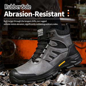 أحذية عمل صناعية عالية الجودة للجنسين، جزء علوي من الجلد الطبيعي، مقدمة فولاذية، نعل داخلي من البولي يوريثين، نعل خارجي واقي لجميع المواسم - Product Image 6