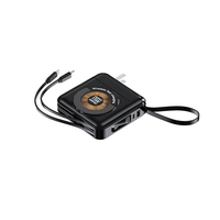 Batterie externe de voyage sans fil 5-en-1 avec support, chargeur rapide portable 10000mAh PD22.5W, écran LED, technologie GaN magnétique