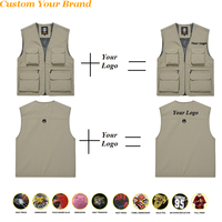Veste à manches en gros doublure en maille respirante été pêche voyage photo travail extérieur Safari poches multiples gilet de pêche pour hommes
