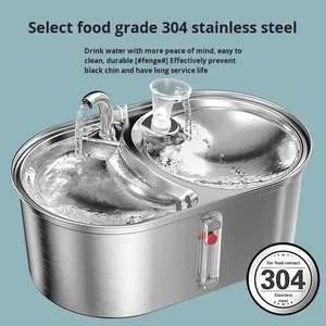 Double <strong>Bowl</strong> Design Food Grade 304 Stainless Steel Eco-friendly Pet Water Bottles Dispenser and Food <strong>Bowl</strong> for Cat <strong>Dog</strong> Indoor Use - Product Image 4