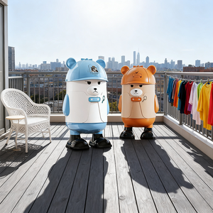 Empêcher les odeurs en plastique bureau stockage poubelle maison Silding chapeau couvercle haut niveau ours Animal poubelle poubelle Double poubelle pieds - Product Image 2