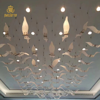 Jewellerytop Hôtel Lobby Villa Escalier Moderne Suspendus Ailes De Luxe Cristal Décoratif Lustre Pendentif Lumière