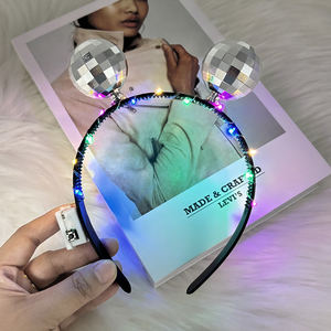 Cool Cyberpunk <strong>Disco</strong> <strong>Ball</strong> <strong>Headband</strong> Glowing Luminous Hair Hoop for Night Club Music Festival Party Decorations - Product Image 1