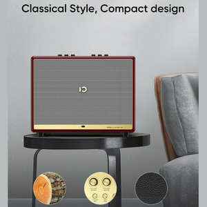 Shidu kích thước lớn mạnh mẽ trường hợp bằng gỗ xách tay retro HiFi Loa bluetooth không dây với hai UHF <span class=keywords><strong>Microphone</strong></span> - Product Image 4