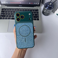 Coque de téléphone de luxe scintillante avec anneau magnétique fin, grande fenêtre pour appareil photo, protection TPU+PC pour iPhone 17 16 15 14 13 Pro Max