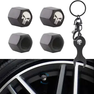 Tire Valve Stem Caps and Keychain Combo For Car Valve Stem Cover Corrosion Resistant and Premium Alloy Leak-proof