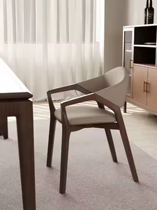 Silla de Comedor de Cuero Moderna de Lujo Italiana JP, <span class=keywords><strong>Muebles</strong></span> de Madera para Restaurante, Hotel, Cafetería, Respaldo Acolchado Confortable - Product Image 2