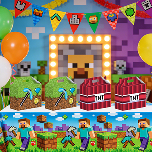 กล่องกระดาษธีม <span class=keywords><strong>Minecraft</strong></span> แบบกำหนดเองได้ กล่องของขวัญใส่ขนมมันฝรั่งทอดพร้อมหูหิ้ว เคลือบ UV สำหรับเด็กผู้ชาย - Product Image 3