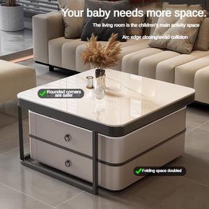 Moderno lusso elegante multifunzionale in pietra naturale di legno quadrato in vetro moderno salotto tavolini <span class=keywords><strong>da</strong></span> caffè - Product Image 4