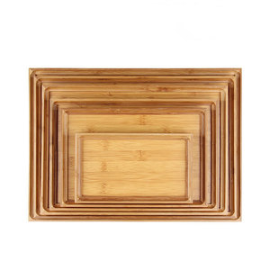 Ensemble de plateaux de service en bambou rectangulaires, en bois naturel, pour thé, nourriture, cuisine, salle à manger, cadeau - Product Image 1