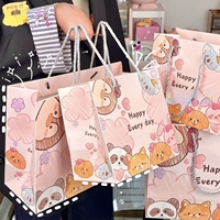 Bolsas de Regalo de Papel con Dibujos Animados Rosas Ecológicas, Reutilizables y Reciclables, Lindas Bolsas de Koala, Panda y Conejo para Cumpleaños y Festividades