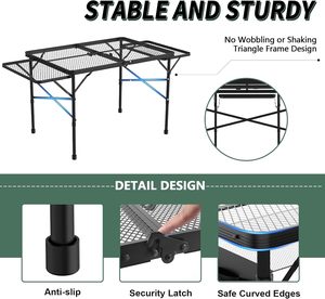Bolsa de malla de parrilla plegable ajustable de altura de mesa portátil para exteriores de 3x2 pies, paneles negros de 2 alas para uso en la playa para acampar - Product Image 5