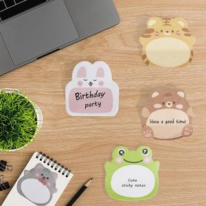 6 pièces de notes autocollantes en forme d'animaux mignons, notes autocollantes adhésives, décoration de dessins animés, marqueurs de notes pour le bureau - Product Image 3