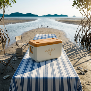 Square Big Capacity <b>Cooler</b> Box 47L With Drain Hole Orange Lid Modern Outdoor Camping Use PP <b>Material</b> - Product Image 1